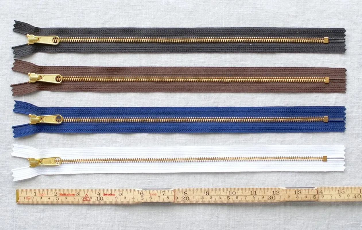 YKK Heavy Duty, Brass Long Pull, Closed End Zip - 20cm